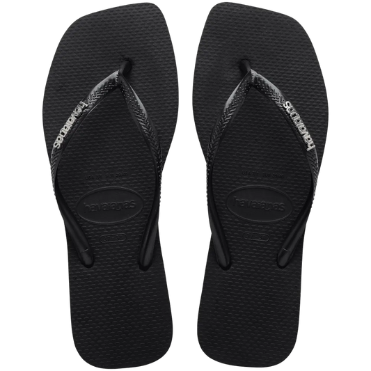Women’s Slim Square Logo Metallic Flip Flops