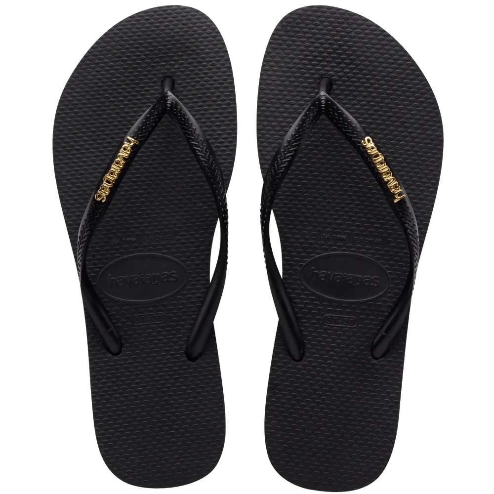 Women’s Slim Logo Metallic Flip Flops