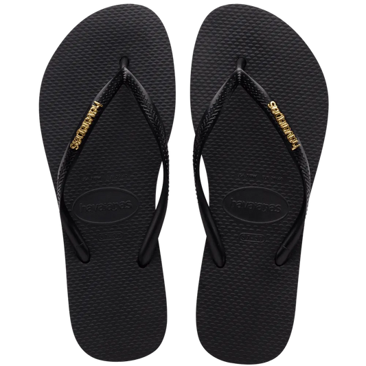 Women’s Slim Logo Metallic Flip Flops