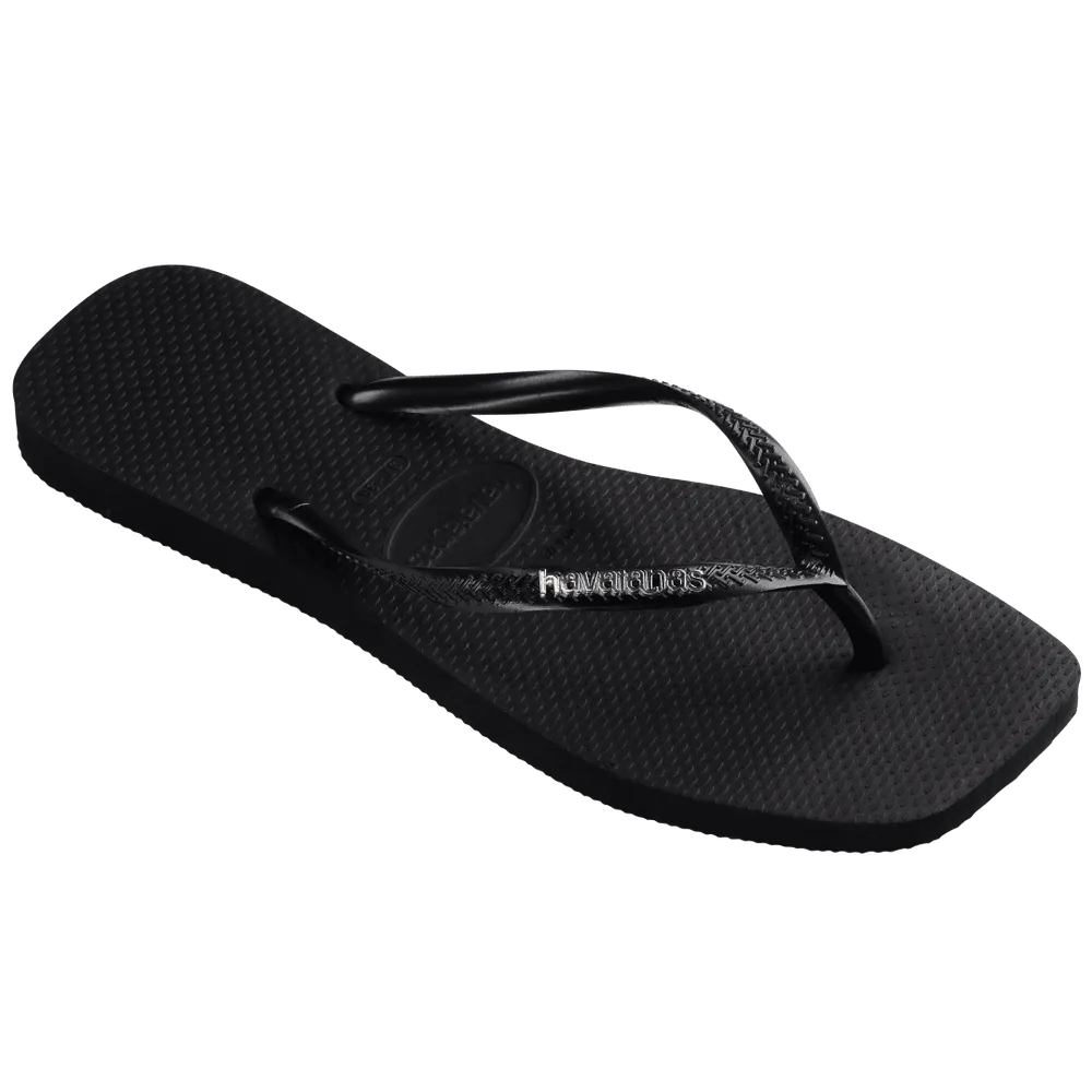 Women’s Slim Square Logo Metallic Flip Flops