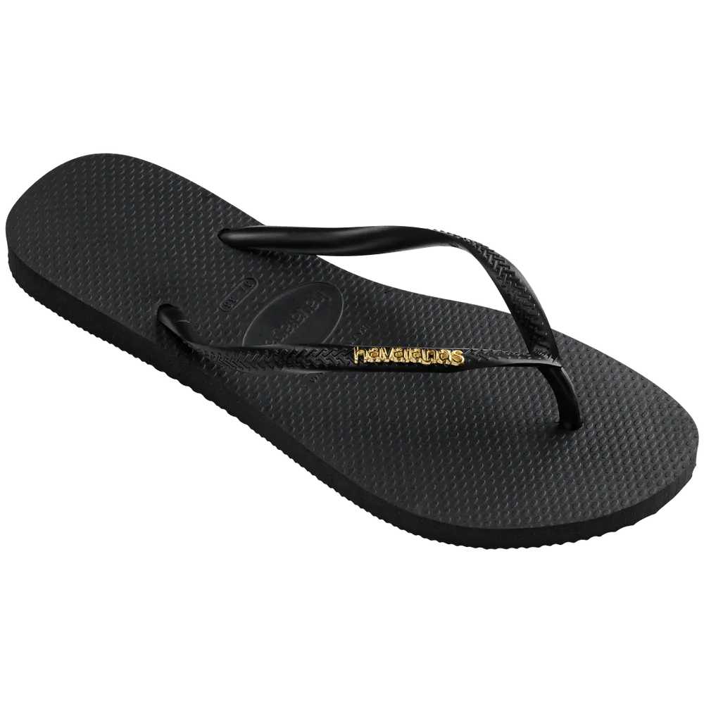 Women’s Slim Logo Metallic Flip Flops