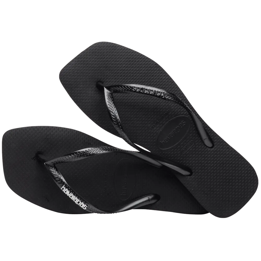Women’s Slim Square Logo Metallic Flip Flops