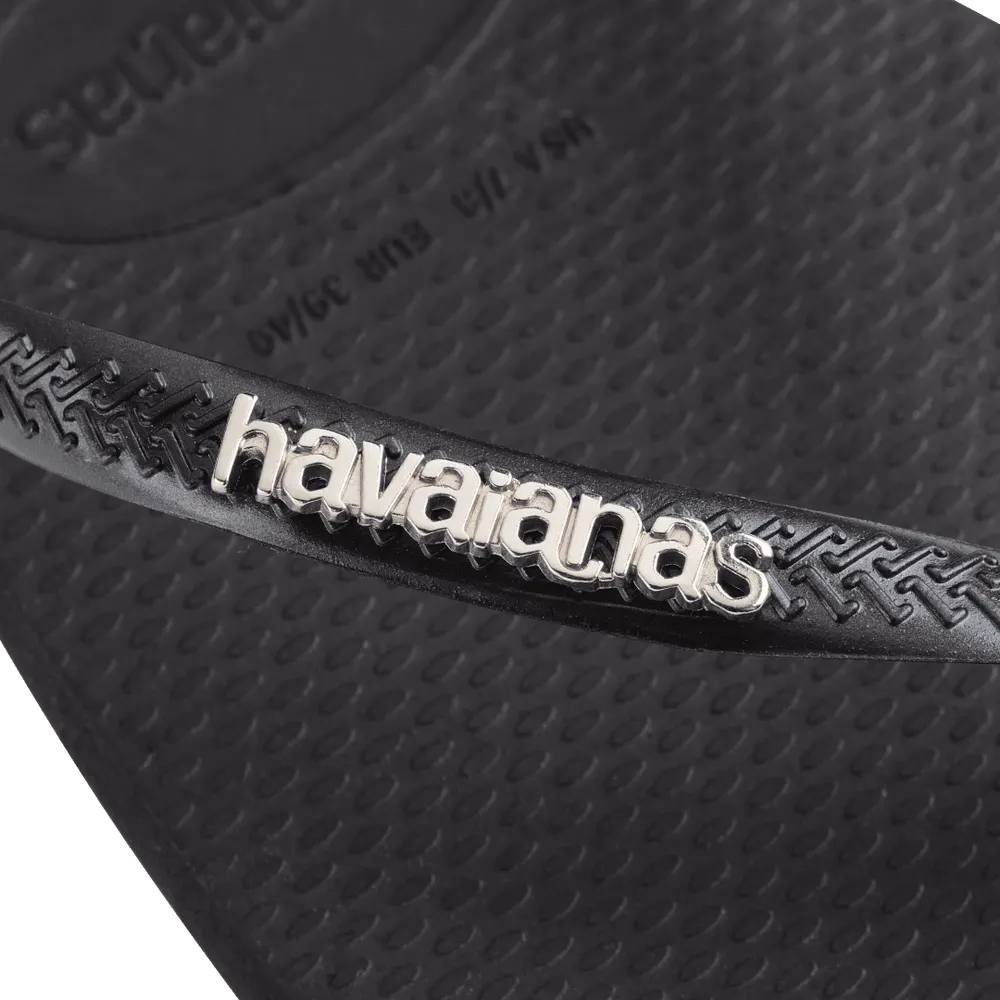 Women’s Slim Square Logo Metallic Flip Flops