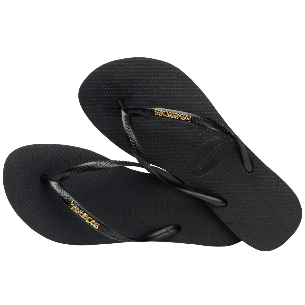 Women’s Slim Logo Metallic Flip Flops